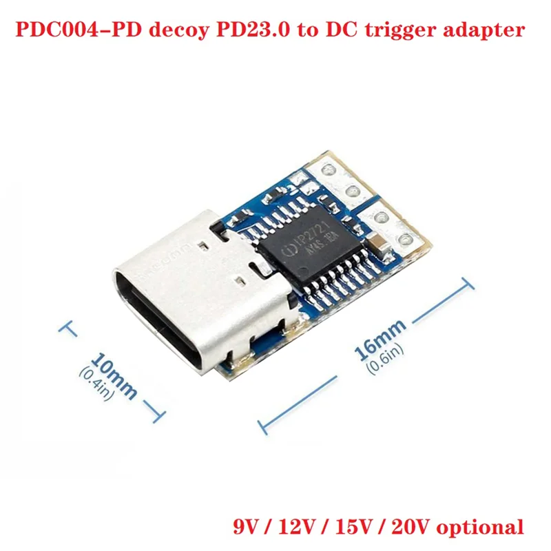 B03B-1 ชิ้น PDC004-PD Decoy โมดูล PD23.0 ถึง DC DC Trigger Extension Cable QC4 Charger Type-C (12V)