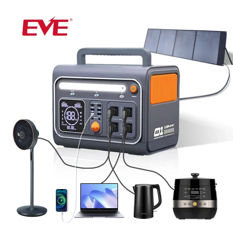 EVE 1200W 1024Wh  Portable Power Station With Folding Portable Solar Panels For Outdoor Home Solar Generator Battery