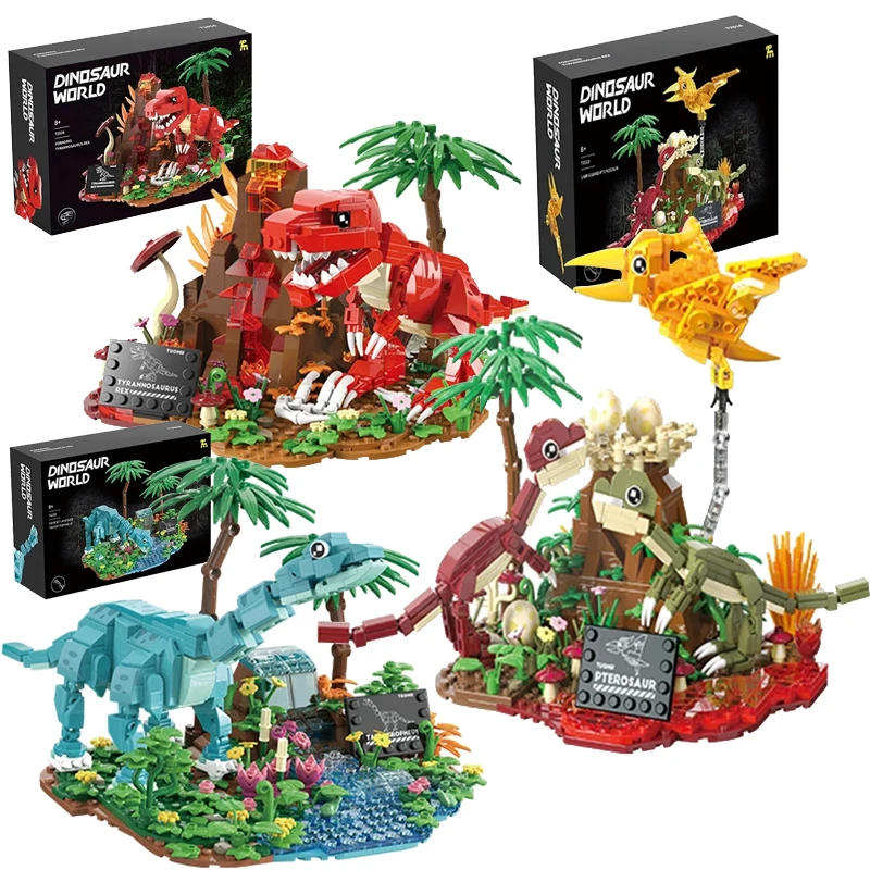 

Dinosaur World Tyrannosaurus Rex Brachiopterosaur Pterosaur Building Block Animal Puzzle Assembly Puzzle Toys For Children Gifts