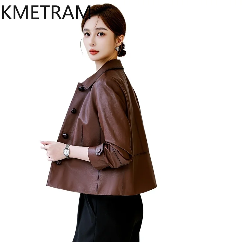 100% primo strato giacca di pelle di pecora donna caffè colorato corto giacche in vera pelle donna autunno abbigliamento donna 2025 дубл onderка