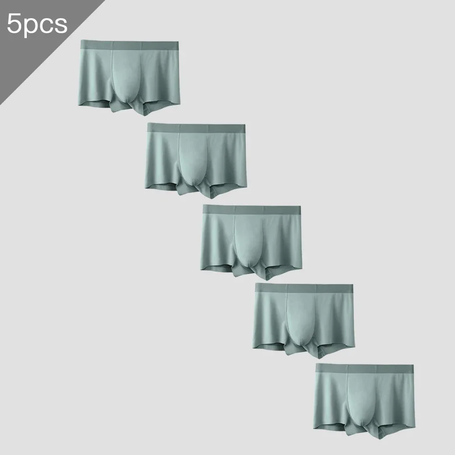 

5PCS Men's underwear, seamless straight-leg pants, summer thin, comfortable and breathable sport short underpants