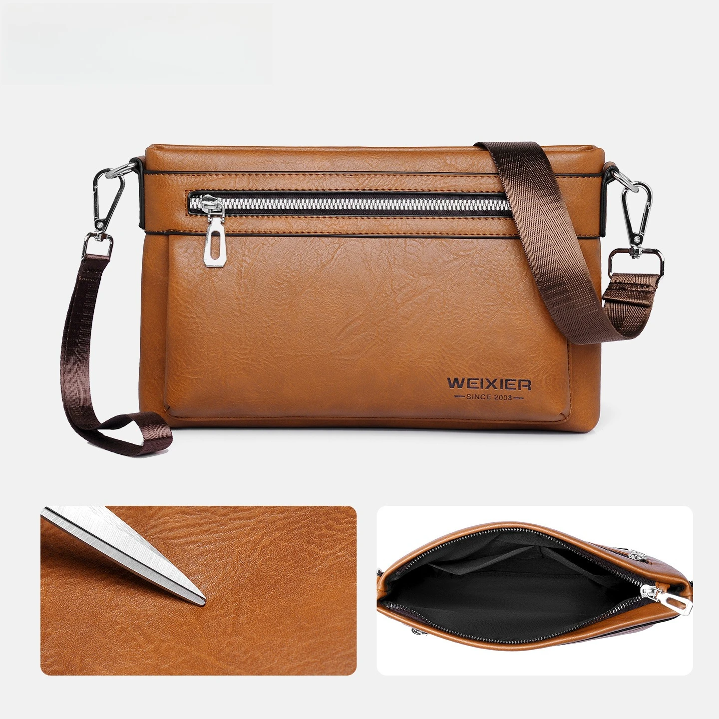 

Men Shoulder Bag Large Capacity PU Leather Crossbody Bag Casual Messenger Bag Male Travel Sling Bags Business clutches