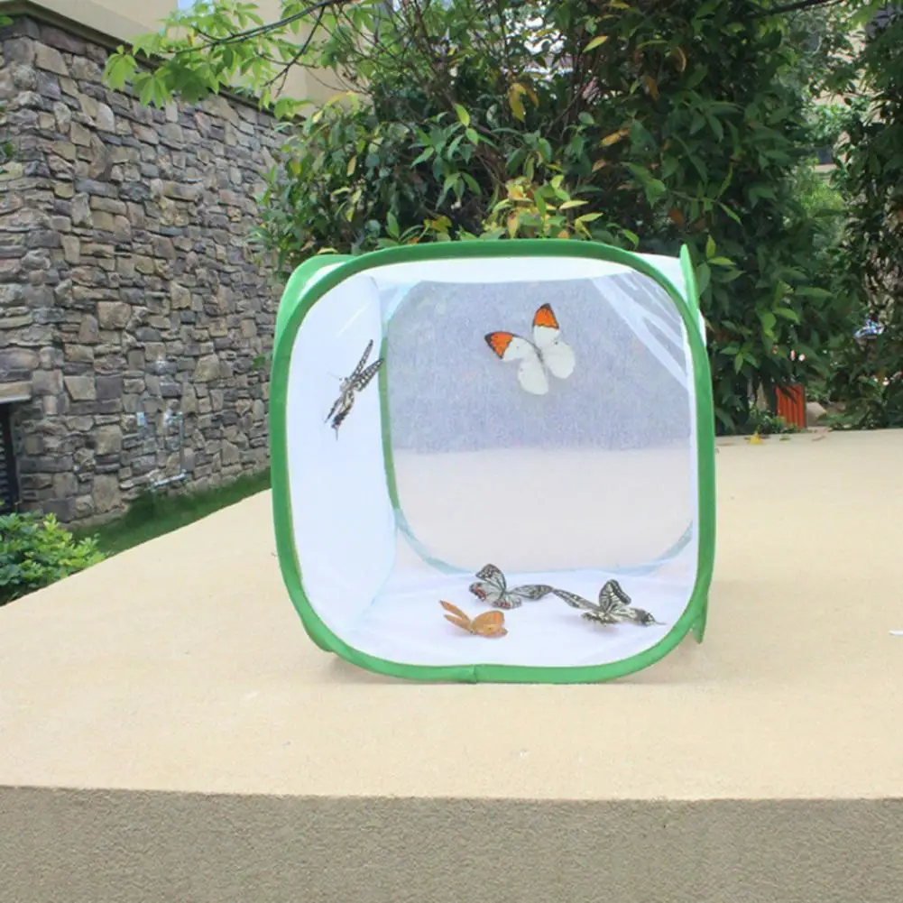 Durable Butterfly Habitat Butterfly House with Zipper Door Foldable Butterfly Habitat Cage Pop-up Mesh Tent with for Raising