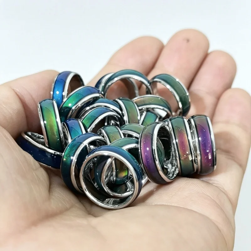36Pcs Wholesale Fashion Stainless Steel Mood Ring Thermal Reaction Color Changing Ring Bulk Lot Perfect Gift for Family Friends