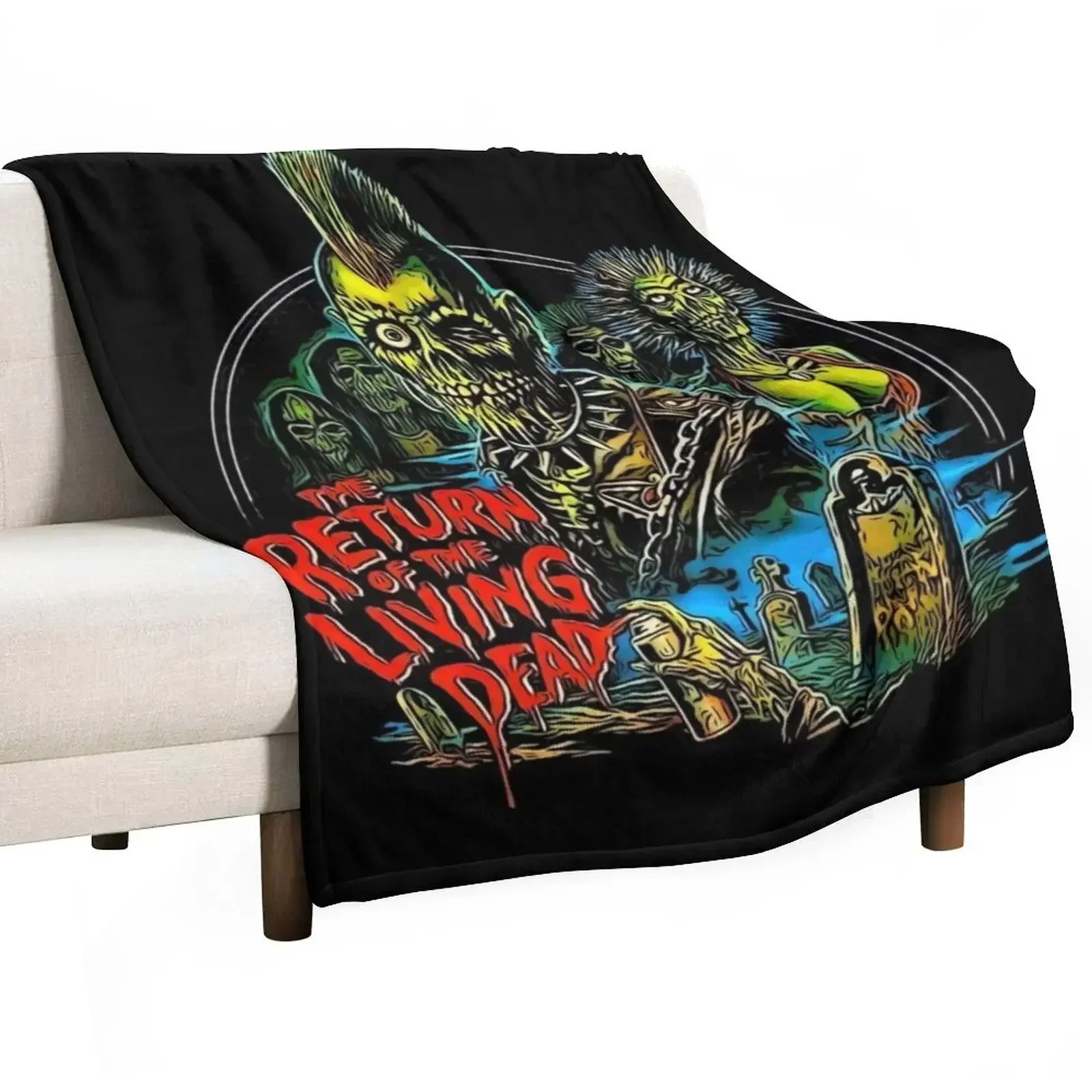 Return of the Living Dead Tarman Poster Art Throw Blanket Beautifuls Hairys Blankets