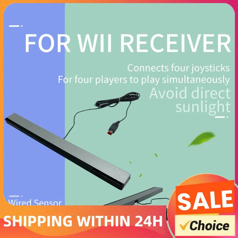 Barra con Sensor de Movimiento con Cable para Consola Wii y Wii U, Receptor para Sensor de Ondas Infrarrojas Wii, Tira con Sensor de Rayos IR, Conector USB, Accesorios para Juegos