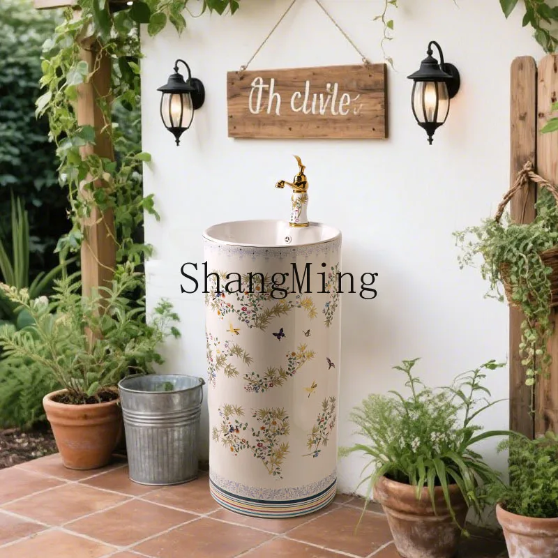 

CL cylindrical wash basin column type face wash balcony vertical bathroom column outdoor round