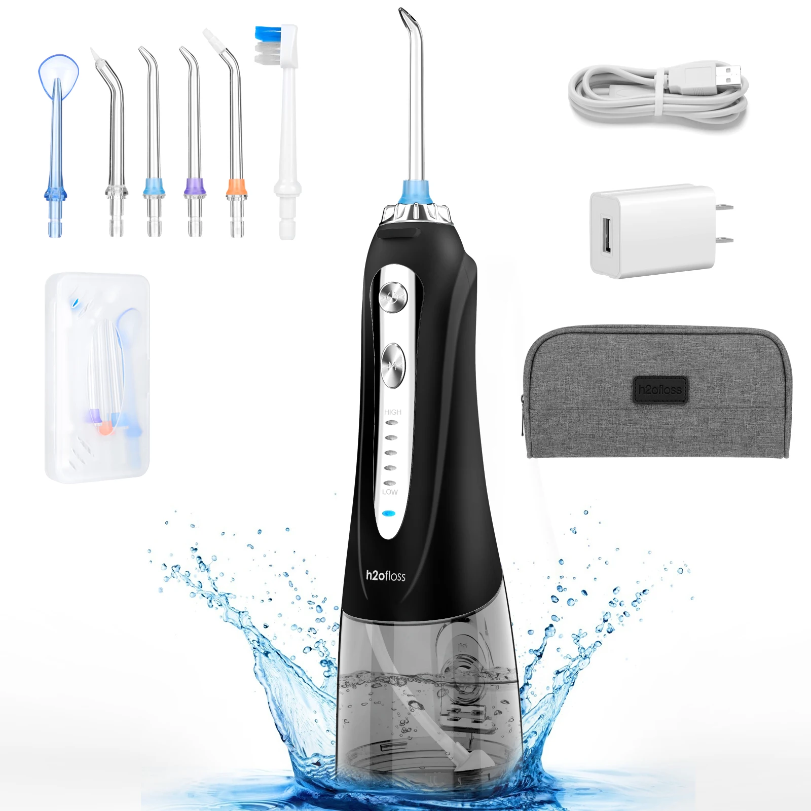 New Stock H2ofloss Cordless Oral Irrigator With 5 Modes Portable Water Jet Flosser For Teeth Rechargeable IPX7 Waterproof