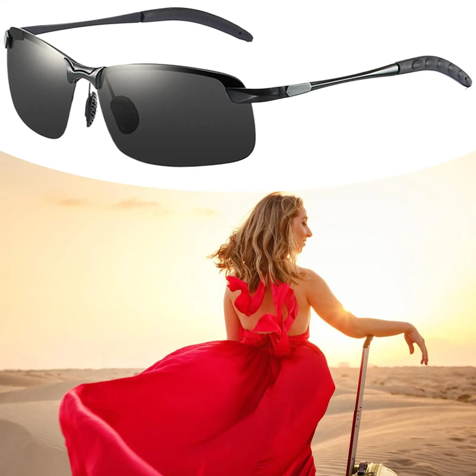 Photochrome Schutzbrille, Übergangs-Sonnenbrille für Herren, Blendschutz, polarisierte Fahrbrille, UV400-Schutz für Herren, zum Angeln – Detail 3