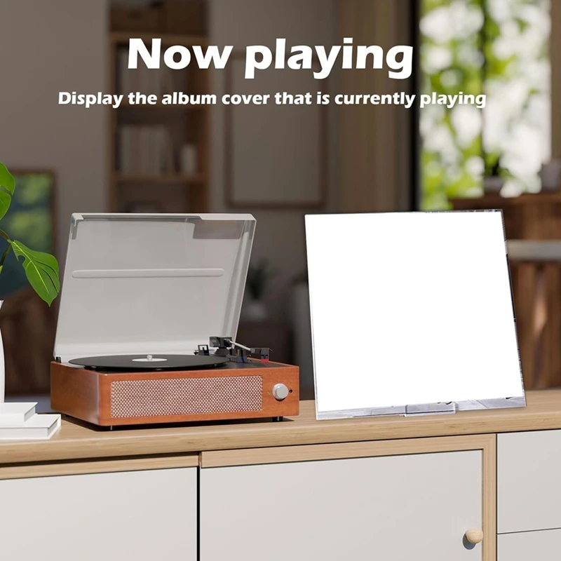 Record Display Stand -Clear Acrylic Now Playing LP Cover Holder For Desktop/Tabletop Music Album Storage For Music Lover