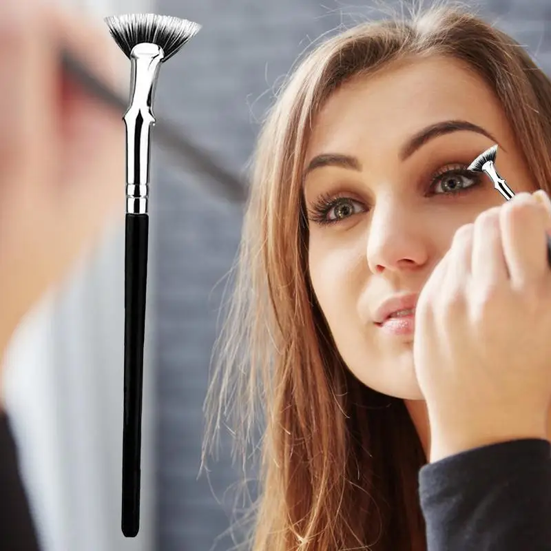 Mascara ventilador escova macia em forma de leque escova de cílios aplicador de rímel salão de beleza iluminador em pó ferramenta de manchas