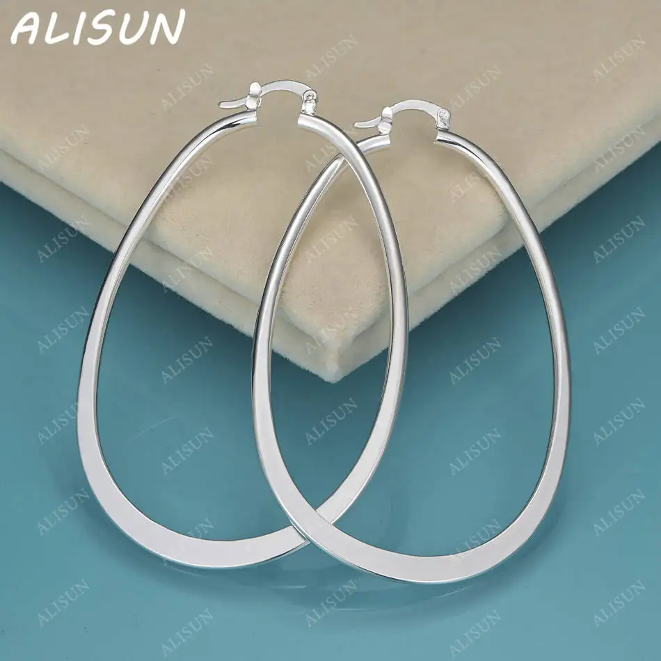 

ALISUN 925 Sterling Silver Water Drop Hoop Earrings Grace Jewelry Trend Fashionable Birthday Party Gifts