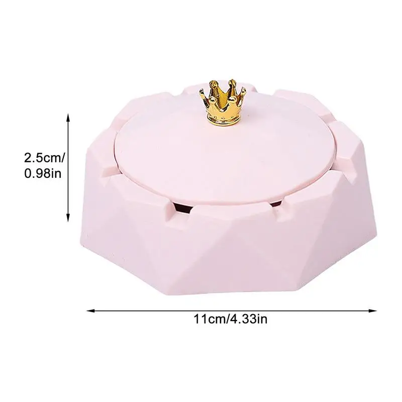 Stainless Steel Ashtray With Lids Crown Top Ashtray Decor Ash Container Ash Holder For Smokers Desktop Smoking Ash Tray For Home