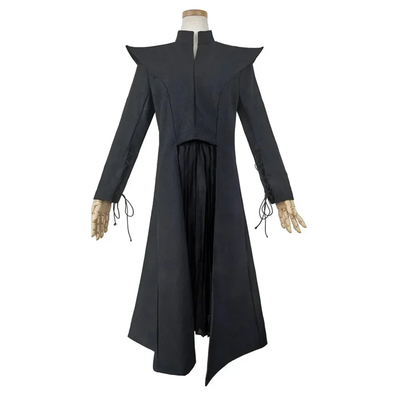 女性のためのシーズン7のコスプレコスチュームゲーム,黒のコート,かつら,髪,カーニバルのユニフォーム,ハロウィーンの衣装,mn3,黒,女の子