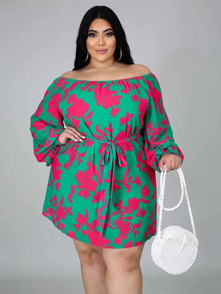 Wmstar Plus Size sukienki dla kobiet nadruk w kwiaty moda luźna rozciągliwa Mini sukienka z bandażem sprzedaż hurtowa Dropshipping 2024