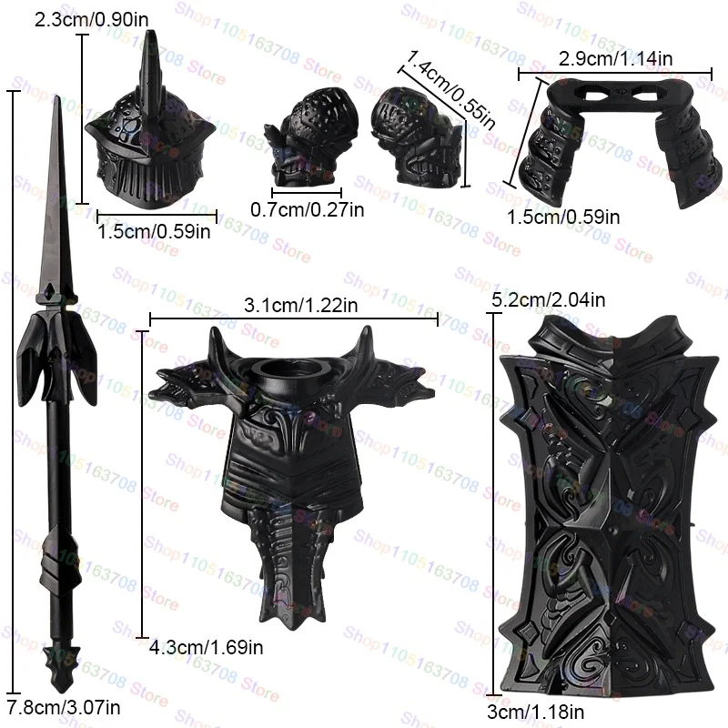 Filmes anime jogos figuras acessórios blocos de construção medieval torre romana soldados cavaleiros pretos montar modelo diy crianças brinquedos