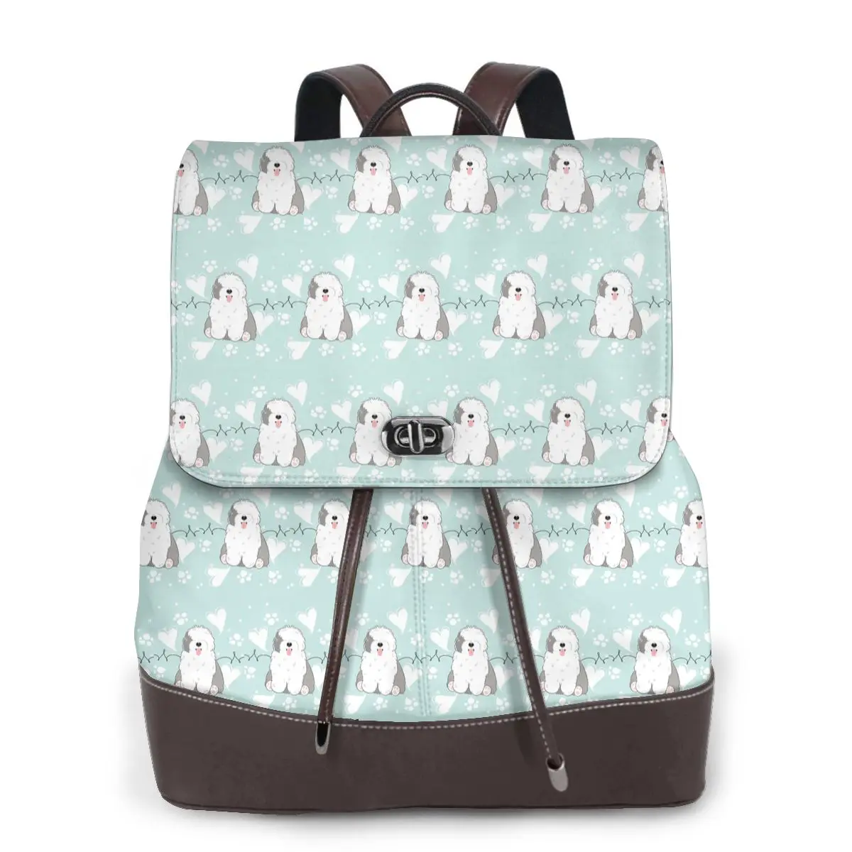 Love Old English Sheepdog Bookbag School Student Bags Hiking Travel Daypack for Women Fashion Derma Backpack