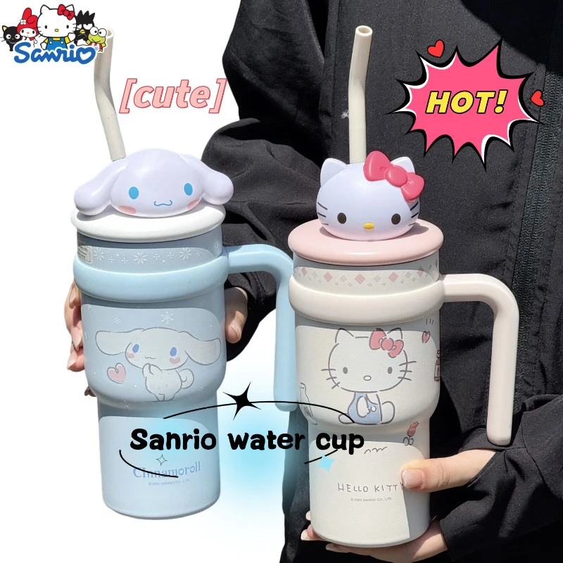 

Изолированная чашка Hello Kitty Cinnamoroll Kuromi My Melody из нержавеющей стали 316, гигантская большая вместимость, милая и стильная чашка для девочек