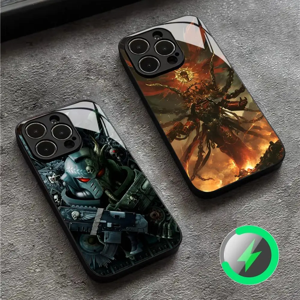 Warhammers 40K Game Phone Case For Iphone 16 15 14 12 11 13 Pro Max Mini X Xr Xs Se 8 7 Puls Magnetic Attraction Glass