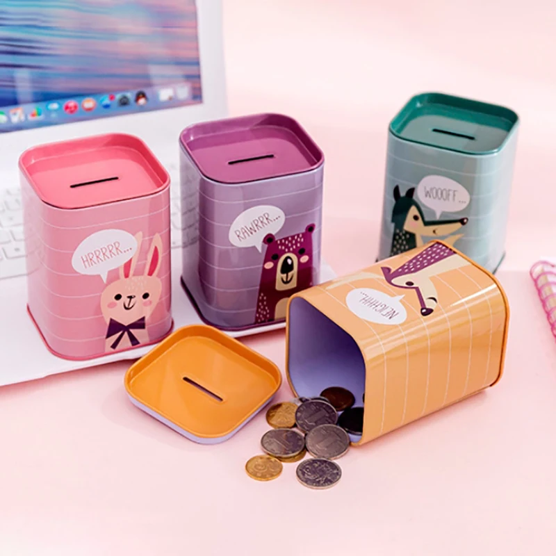 Piggy Bank Metal Coin Box Cute Sundries Cans Storage Cans Gift Cans Home Decor Household Saving Money Box