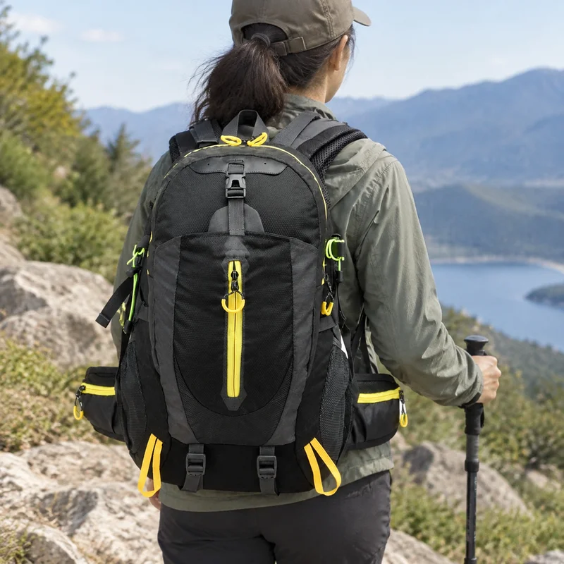 40L Waterproof Hiking Backpack, Large Capacity Multi-Layer Camping and Travel Backpack