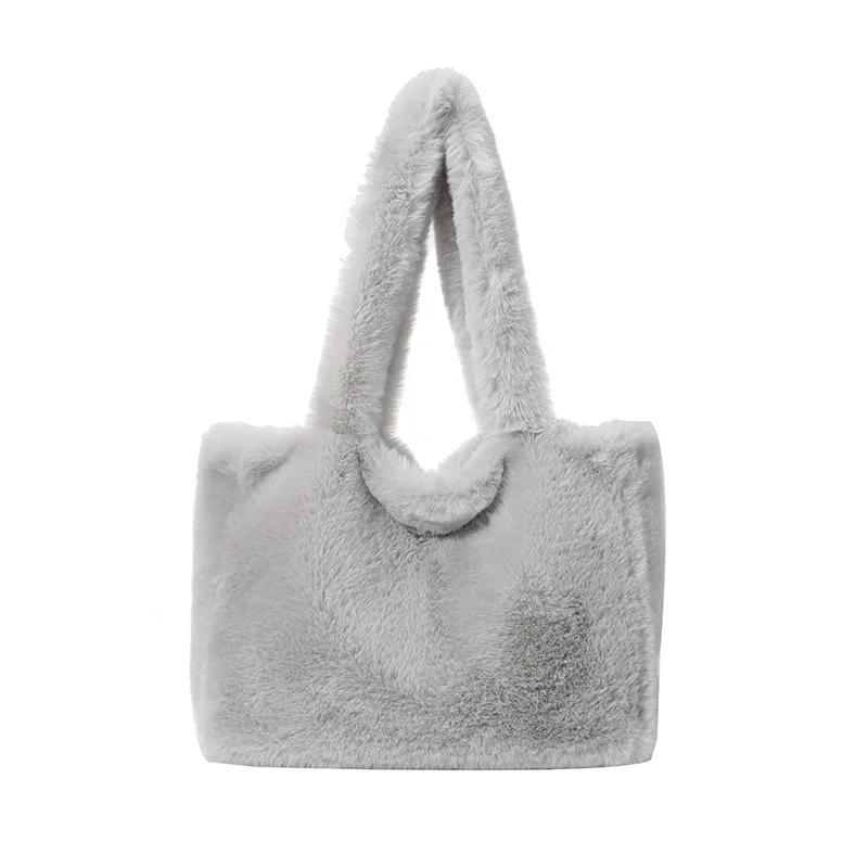 المرأة تنوعا لطيف لينة أفخم حمل حقيبة الخريف الشتاء فو الفراء حقيبة كتف المحافظ حقائب اليد النسائية رقيق المتسوق حقيبة #5