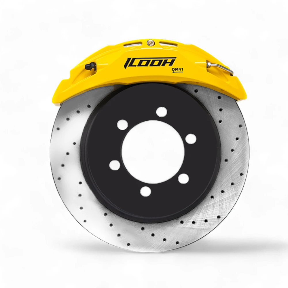 Kit Rem Besar ICOOH 4 Piston Performa Tinggi DM4 355MM Kit Rem Ukuran Rotor untuk Ferrari Ford Mazda PORSCHE Hub 18 Inci