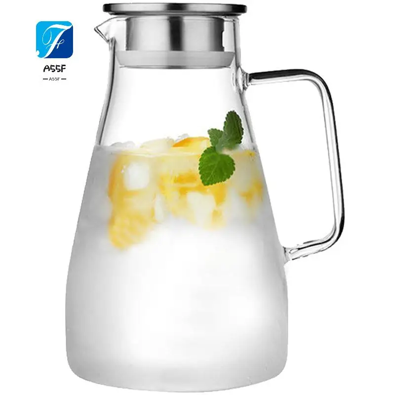 A55F-Glass Carafe, Water Carafe With Lid, Heat Resistant Borosilicate Carafe, Shared Hot And Cold Kettle, For Milk,Coffee