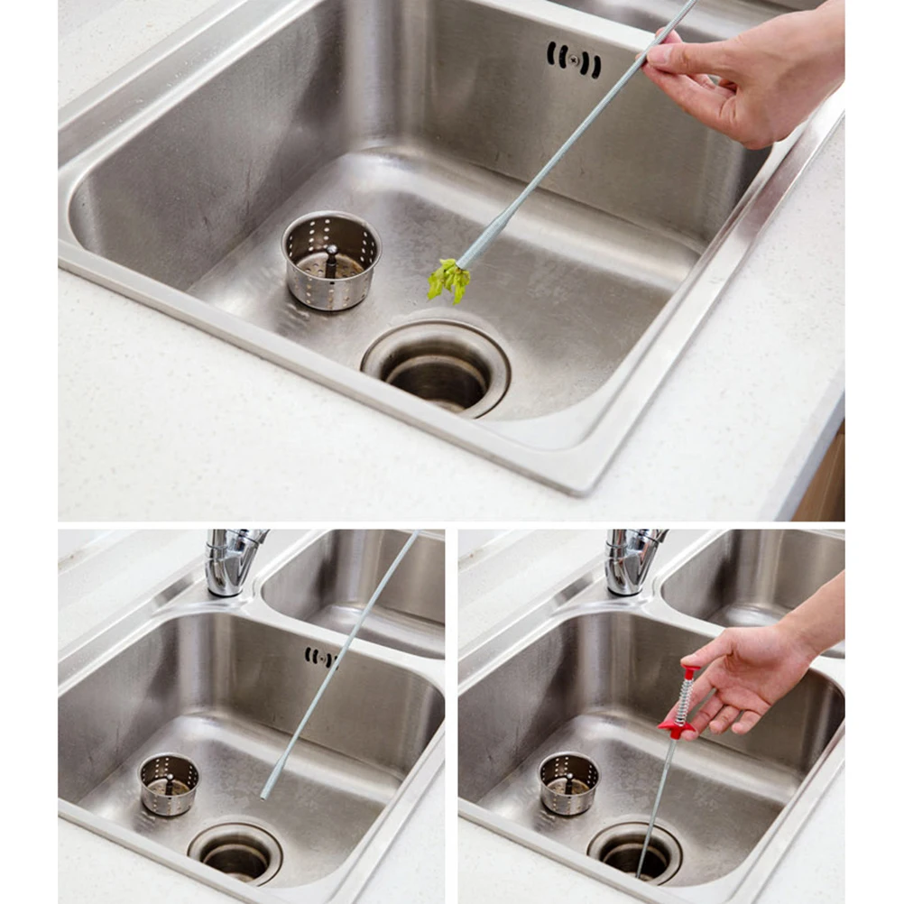 

3PCS Pipe Cleaning Extractor Flexible Lightweight Hair Clog Remover for Bathroom Sink Tub Drain Sewer Cleaning Tool