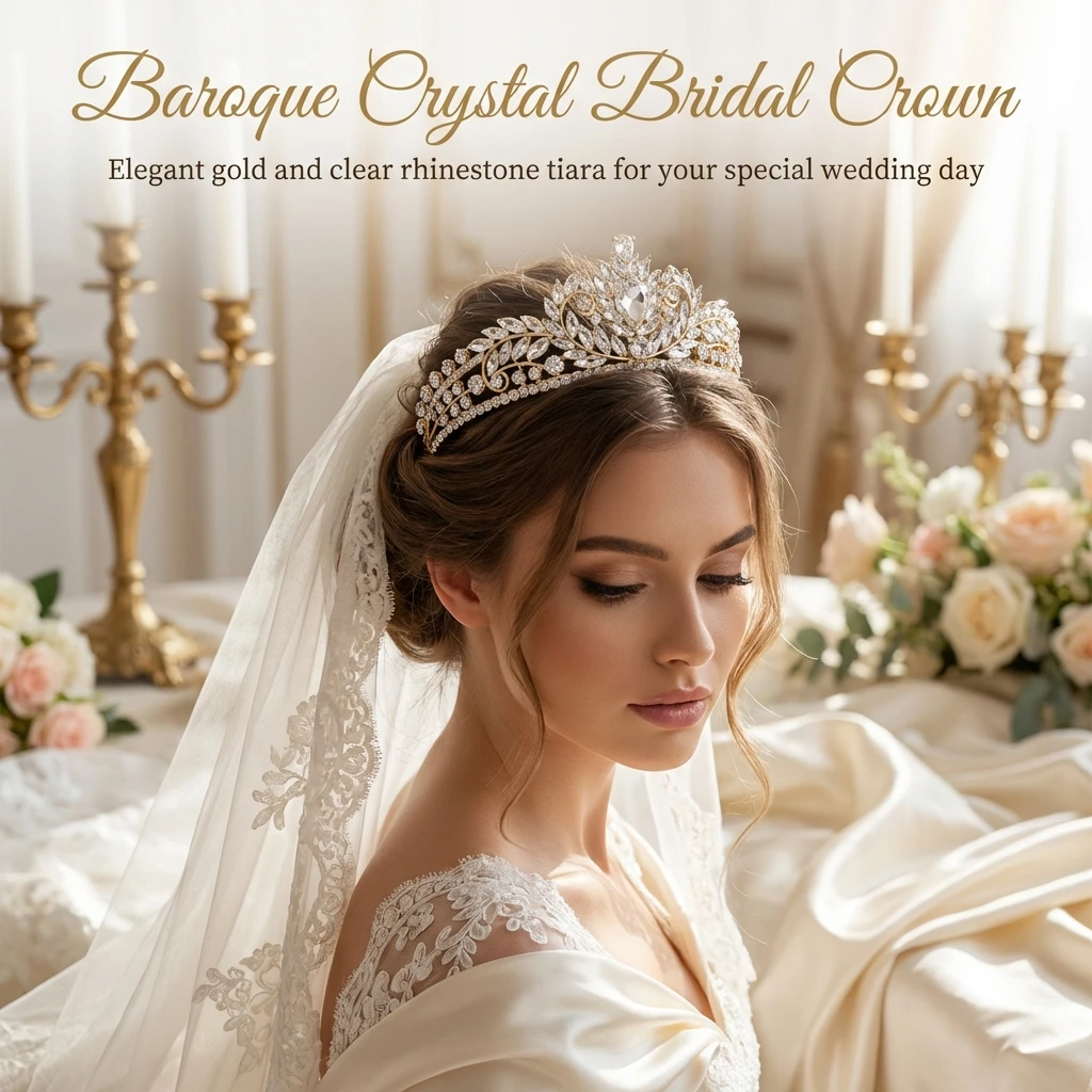 

Luxury Crystal Bridal Crown Sparkly Rhinestone Wedding Tiara Baroque Hair Accessories for Women Party Prom Elegant Headpiece
