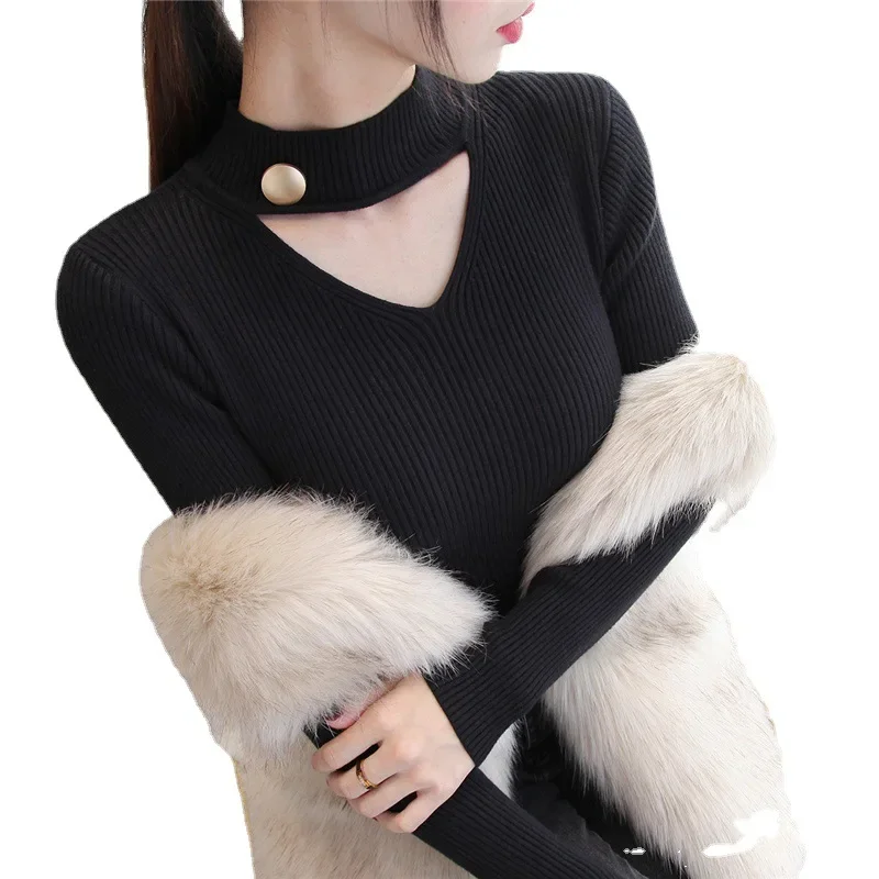 Primavera Autunno Vendita calda della stagione Maglione lavorato a maglia da donna Camicia versatile con strato base Abbigliamento interno giovanile Elegante top in maglia per