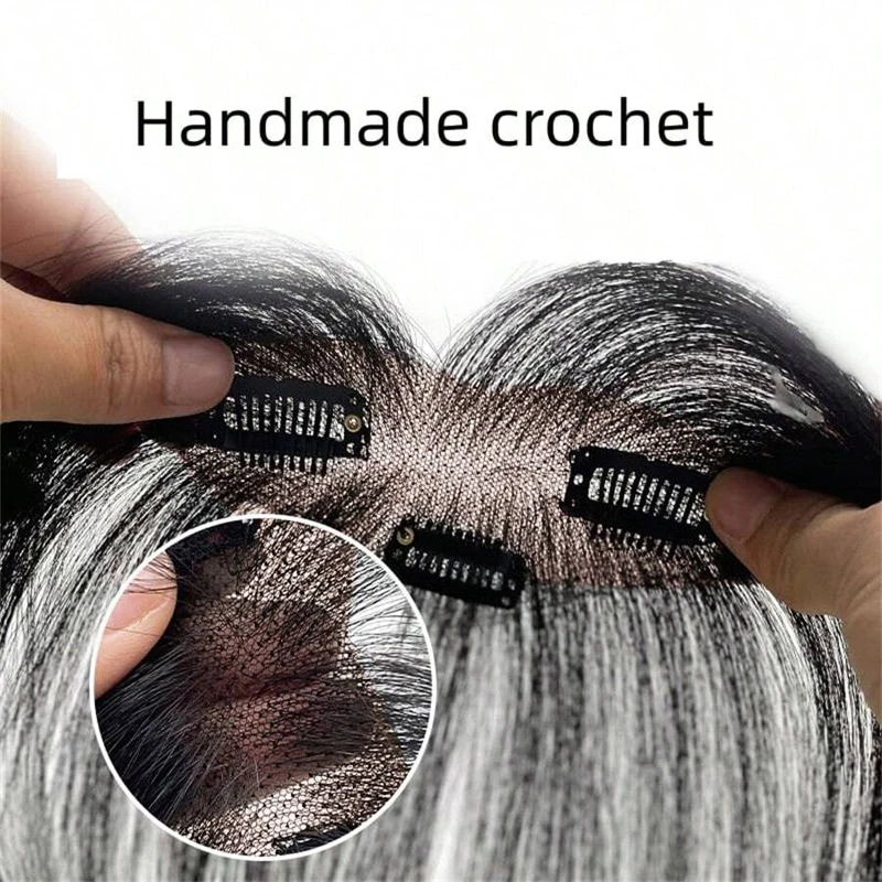 10 pouces 100% cheveux humains femmes 3D huit caractères frange naturel front blanchissant amélioration des cheveux rideau de tête pour Topper cheveux