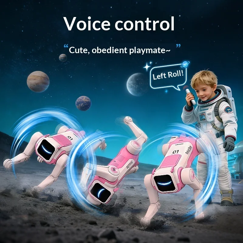 2026 New Remote Control Robot Dog Voice Control  Programmable Bionic Stunt Pet With LED Eye Light Interactive Toy For Kids