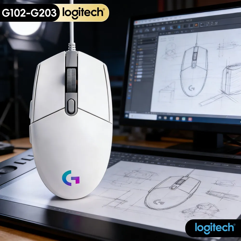 G102 Original Logitech G203 Prodigy Series Mouse, RGB Illuminated, 8000 DPI, Mechanical Switches, Great For Gaming