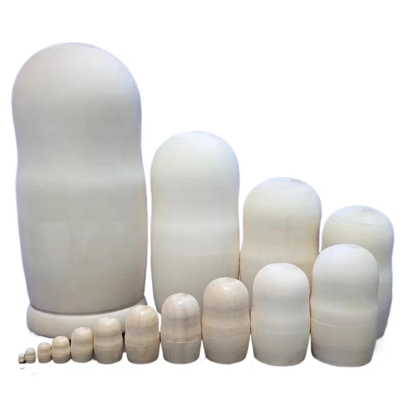 5/15pc Kids Paint Skill Training Office Unpainted DIY Blank Wooden Embryos Russian Nesting Dolls Matrioska Dolls Matryoshka Doll