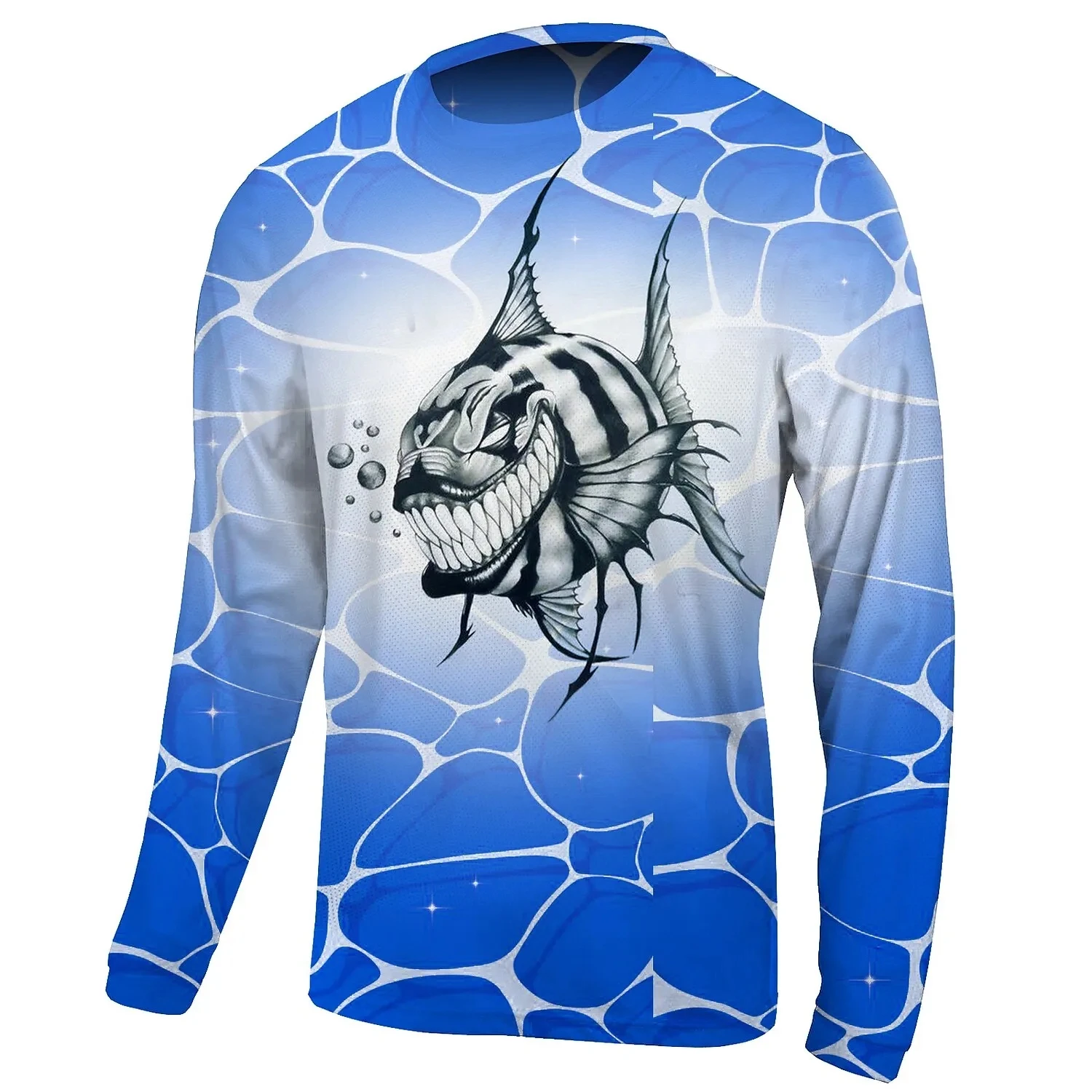 

Outdoor Go Fishing Clothing Fashion Cotton Men Long Sleeve T-shirt Funny Fish Print Tees Casual O-neck Loose Pullover Men's Tops