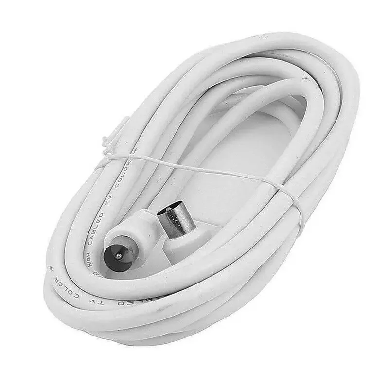 1Pc RF Coaxial Cable Male to Male White 1/1.5/2m Antenna Lead with RCA Connector for TV Satellite Home Theater Audio System