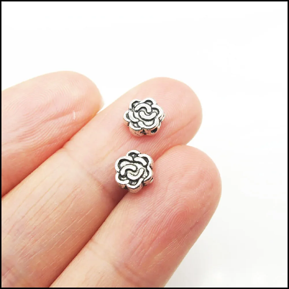 New Charms Tibetan Silver Color Lovely Tiny Heart Flower Tube Circle Spacer Beads DIY J016