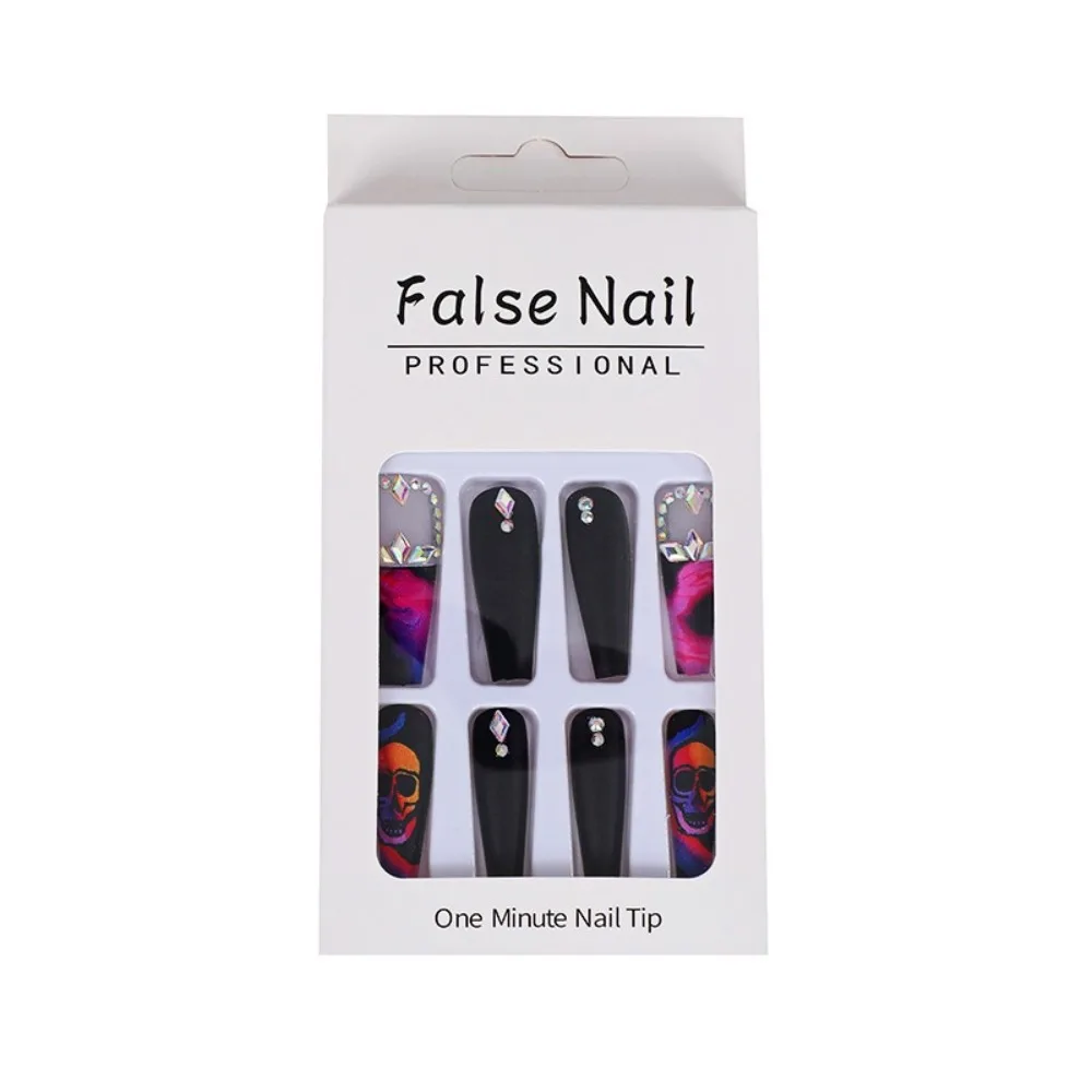 Faux ongles artificiels réutilisables pour Halloween, couverture complète, longue longueur, citrouille détachables, portables, pour Ballet, pour femmes