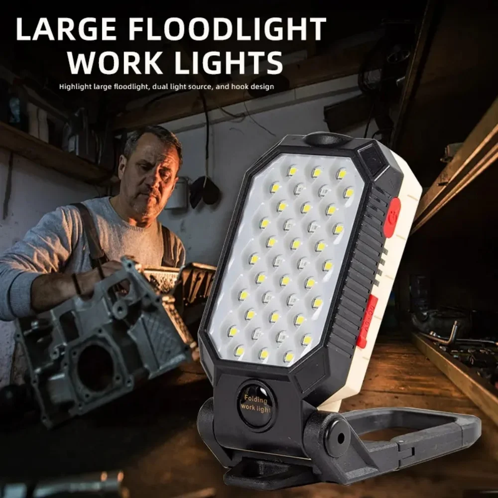 

Rechargeable Magnetic Work Light Emergency Flood Light Outdoor Led Working Light Flashlight Tent Hiking Camping Car Repairing