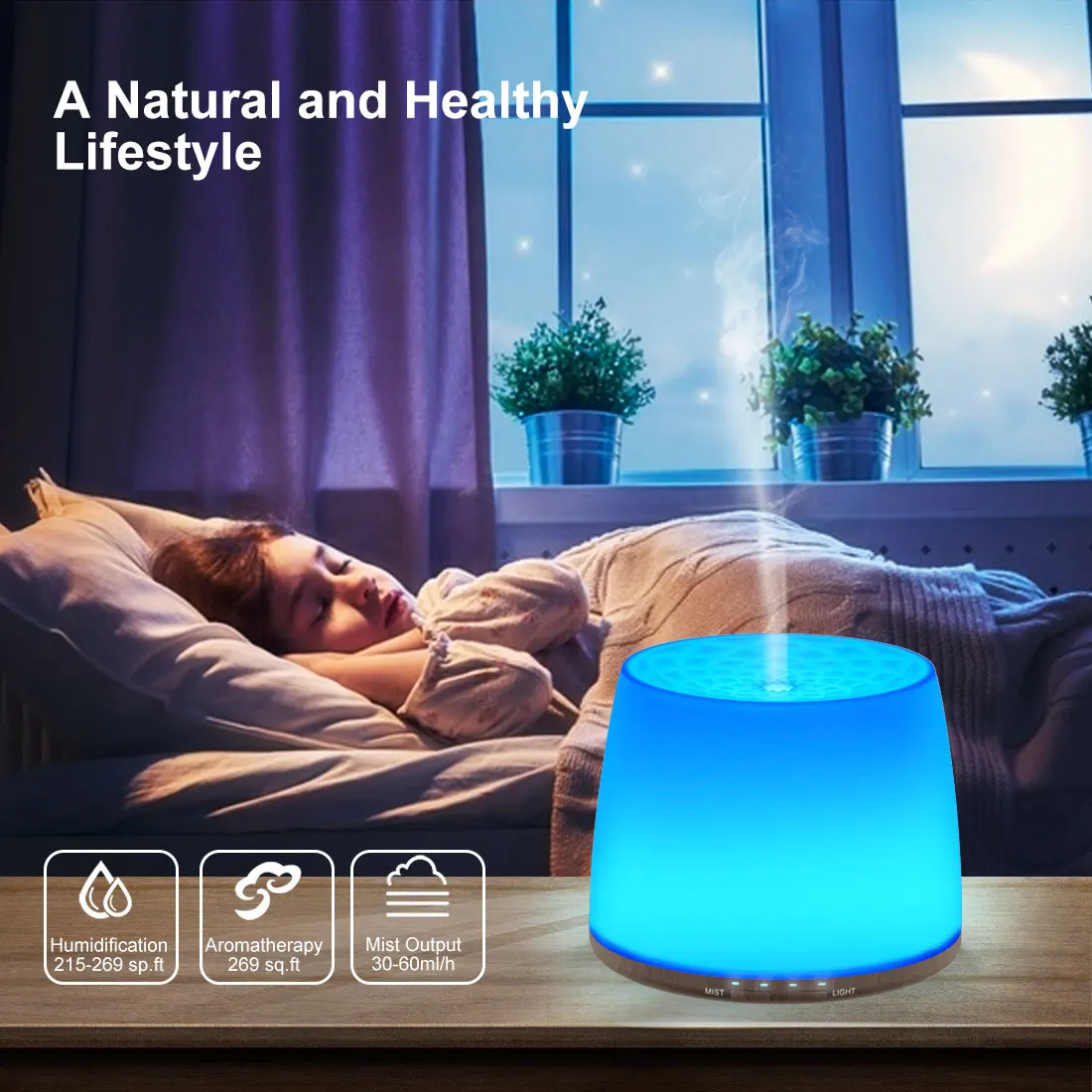 500ML Air Humidifier Essential Oil Diffuser Aroma Diffuser With Dual Color Night Lights USB Humidifier Mini-Size Humidifier