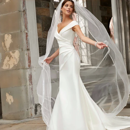 Imagen 2 del producto Velo de novia largo de catedral de lujo, velo de novia con cuentas de Organza de cristal y borde de diamantes de imitación, accesorios de boda suaves de 1 nivel G134