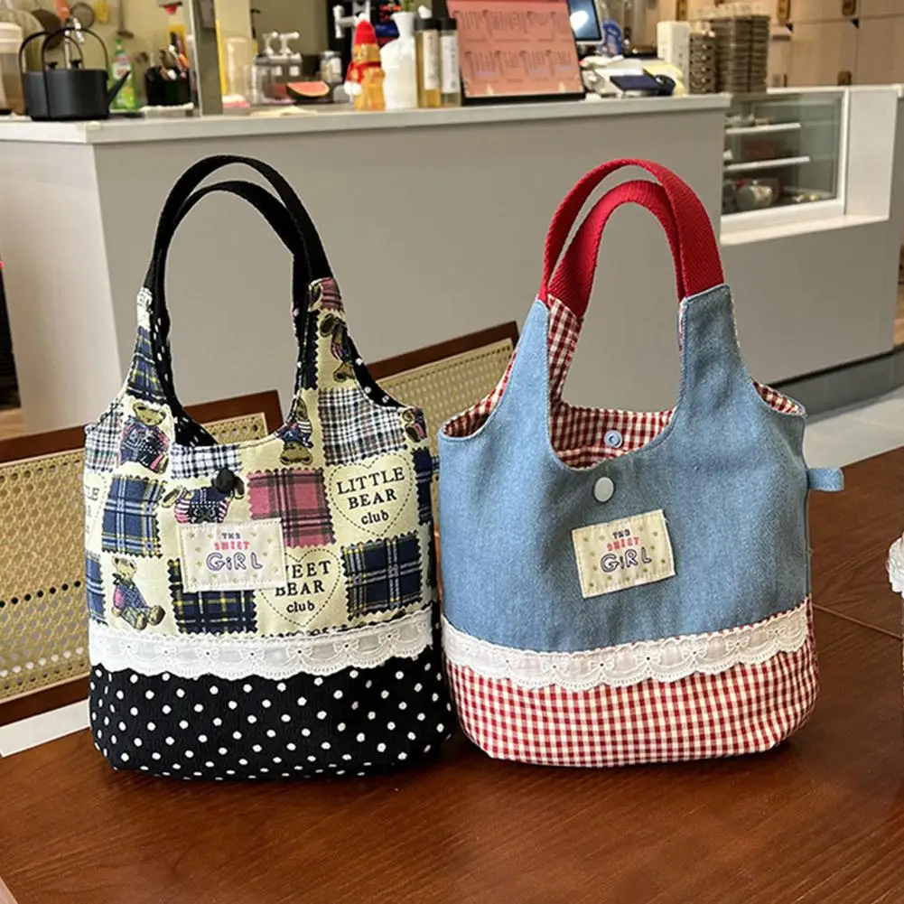 

2026 Korean New Arrivals Effortlessly Sweet Checkered Tote Bag Autumn Oversized Handbag Shopping Tote Lightweight Canvas Bag
