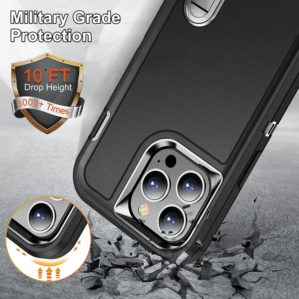 3-in-1 Hybrid Militär Anti-Schock Robuste Handyhülle für iPhone 18 17 Air 16 15 14 13 12 11 Pro Max PC Hartschalen-Handycover – Detail 5