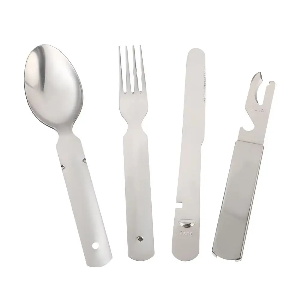 

4-in-1 Tableware Utensil Kit Portable Reusable Camping Flatware Rust Resistant Household Spoon Fork Cutter Dinnerware Kit Picnic