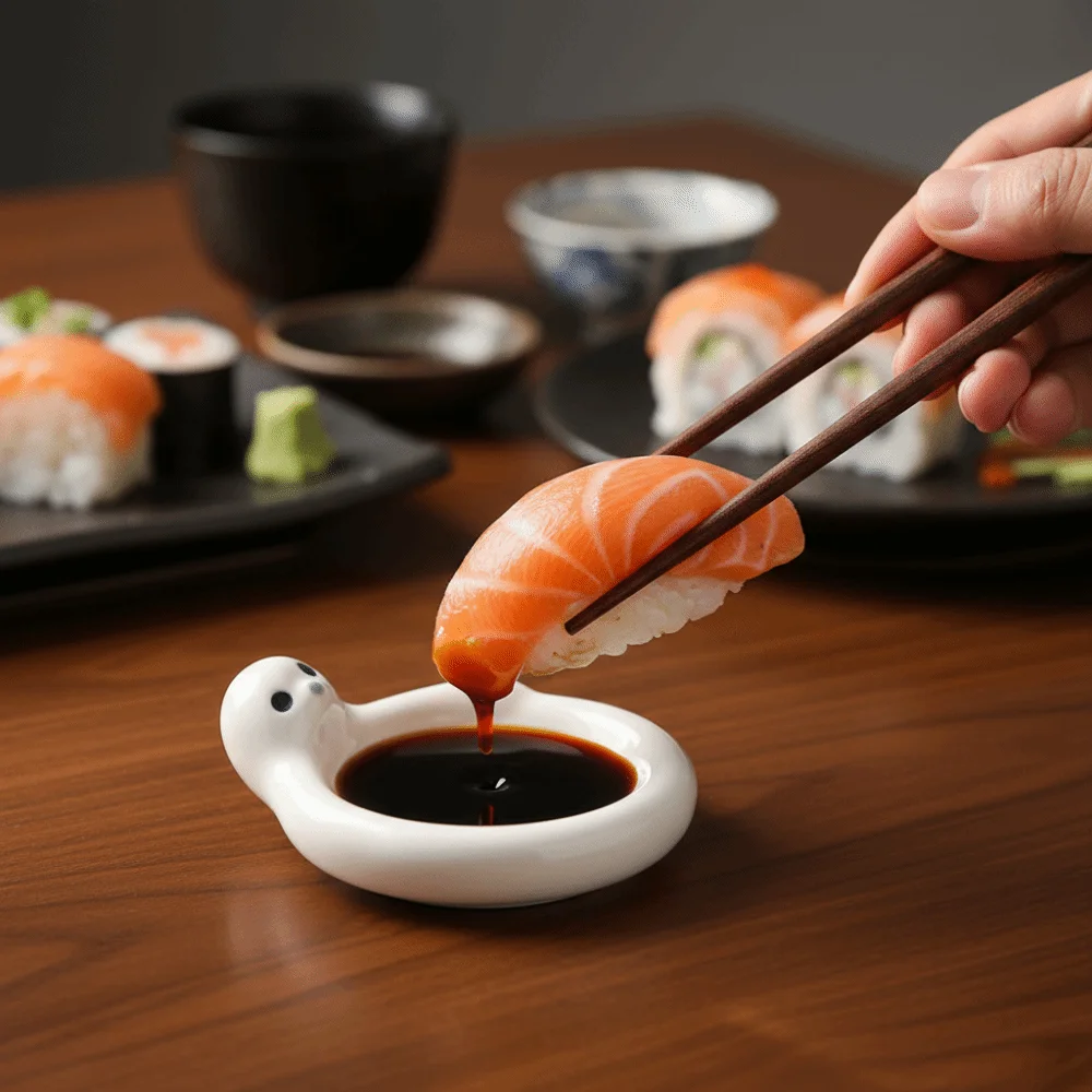 Ceramic Cartoon Animal Dipping Dishes Under-glaze Round Condiments Plate Mini White Seasoning Tray Dinning Table