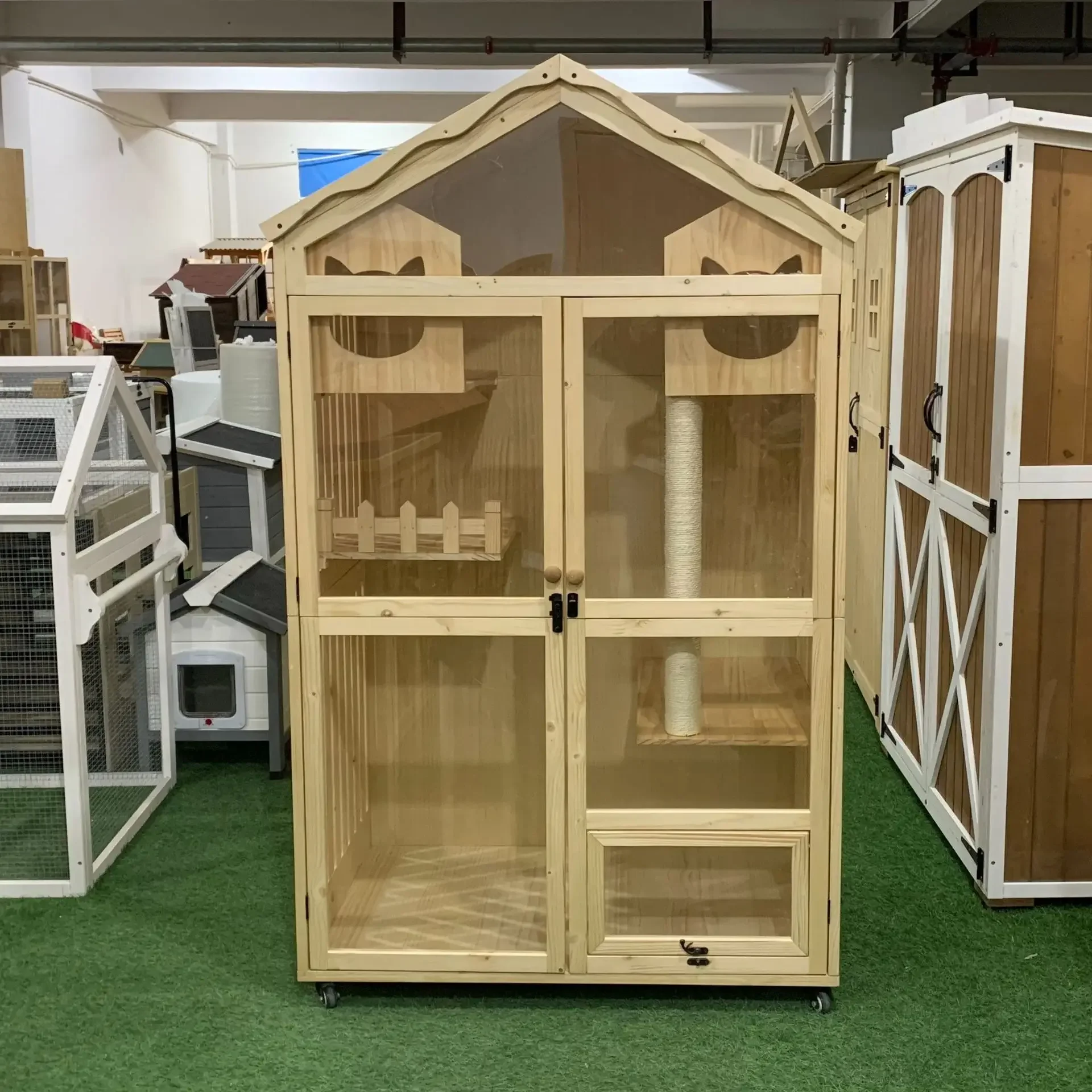 

Cat villa solid wood cat house