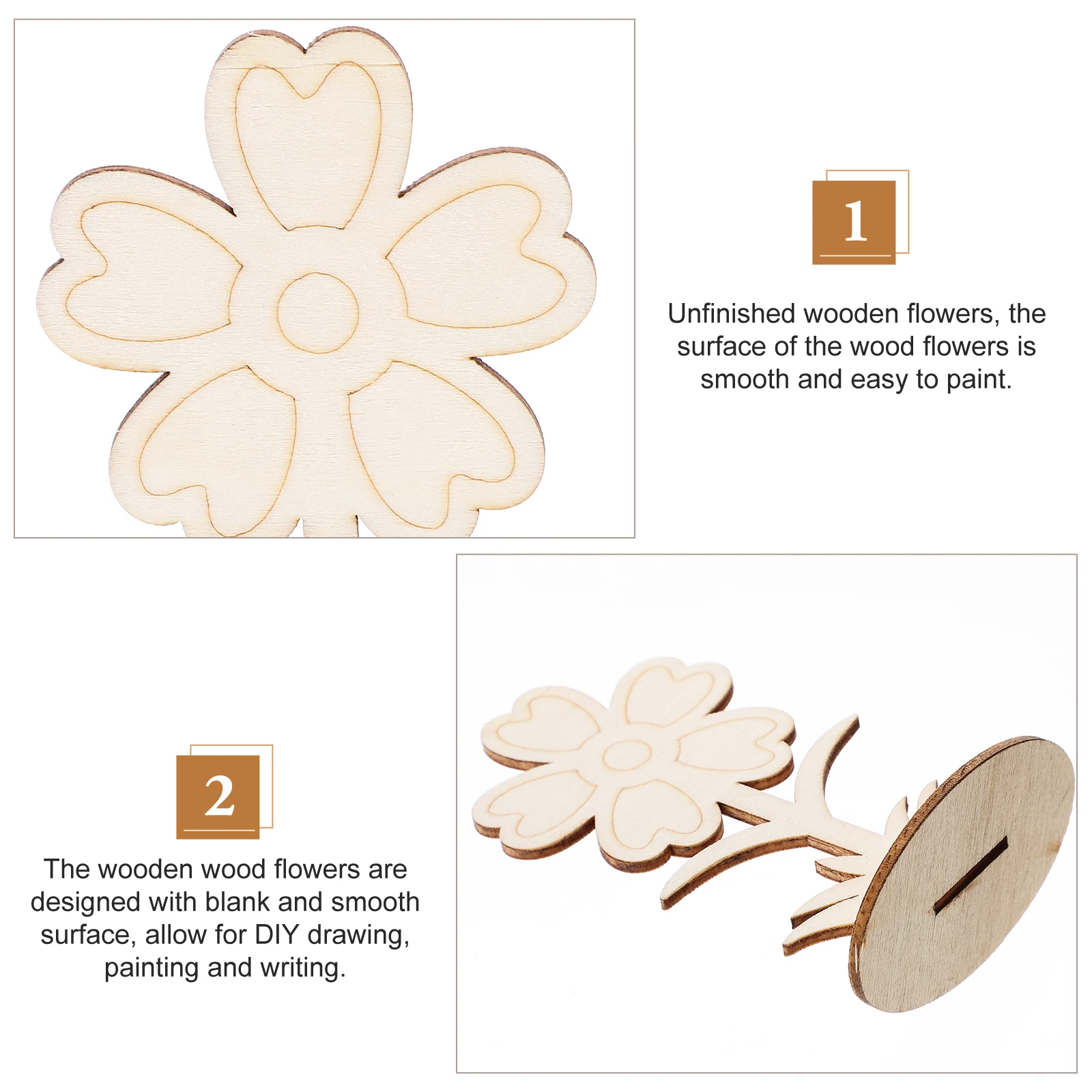 

12pcs Wooden Unfinished DIY Craft Supplies Smooth Surface Decorations Perfect Flower Cutouts For Crafts for Tabletop Wedding