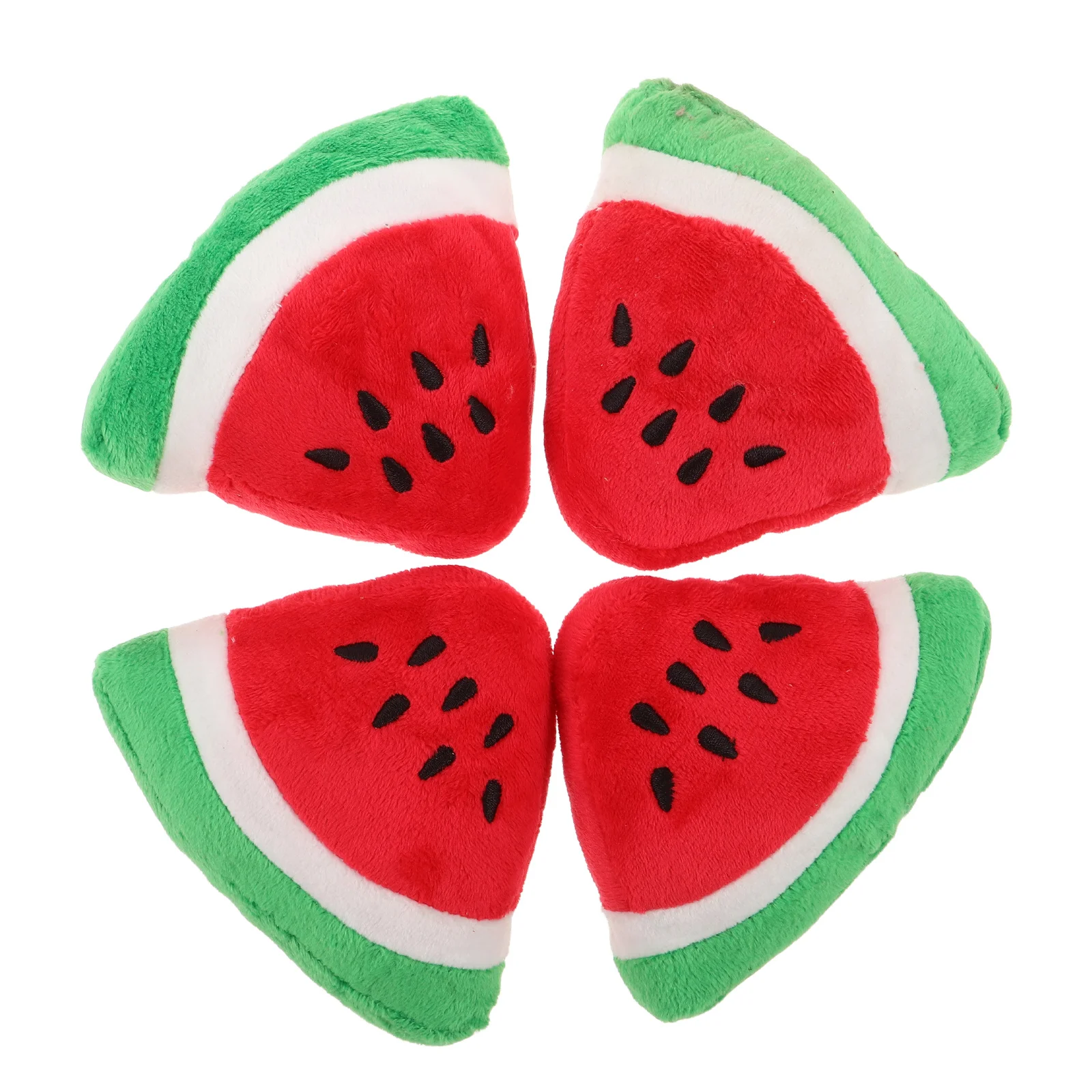 

4Pcs Pet Squeak Cute Fruit Set Squeaky Watermelon Chewing Enrichment Puppy Teeth Grinding Small Dog Cute Squeaky Dog Toys