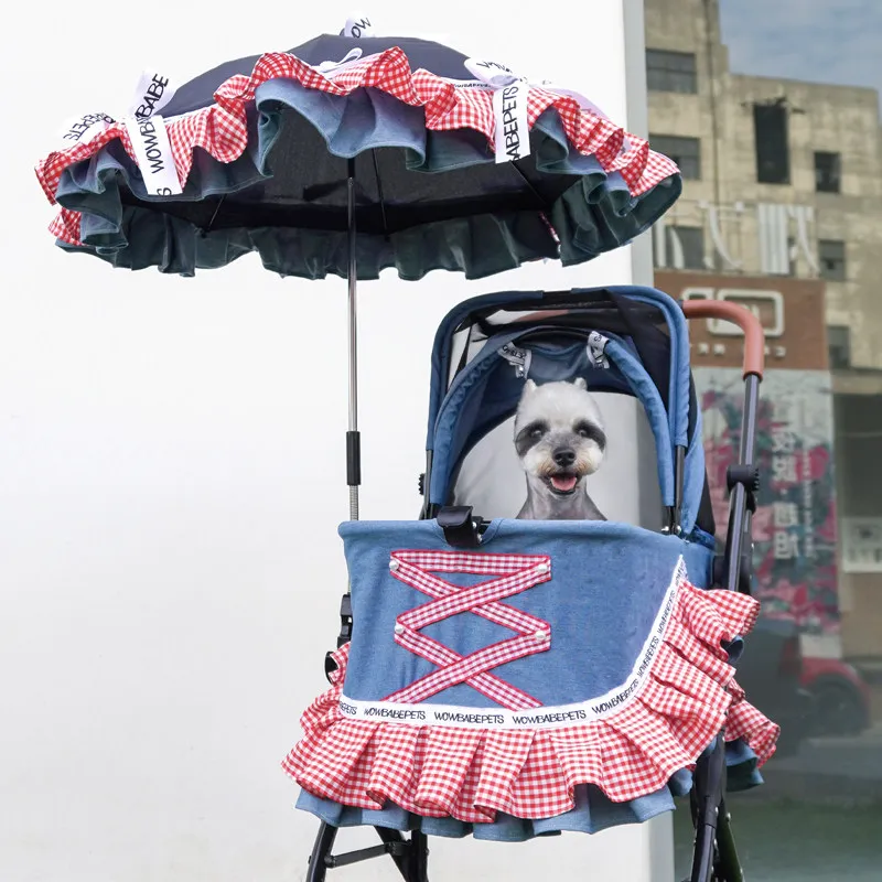 Scottish style small pet lightweight foldable four-wheel cart universal for dogs and cats
